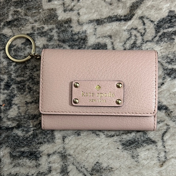 kate spade Accessories - kate spade blush pink pebbled leather key & card holder with gold-tone hardware